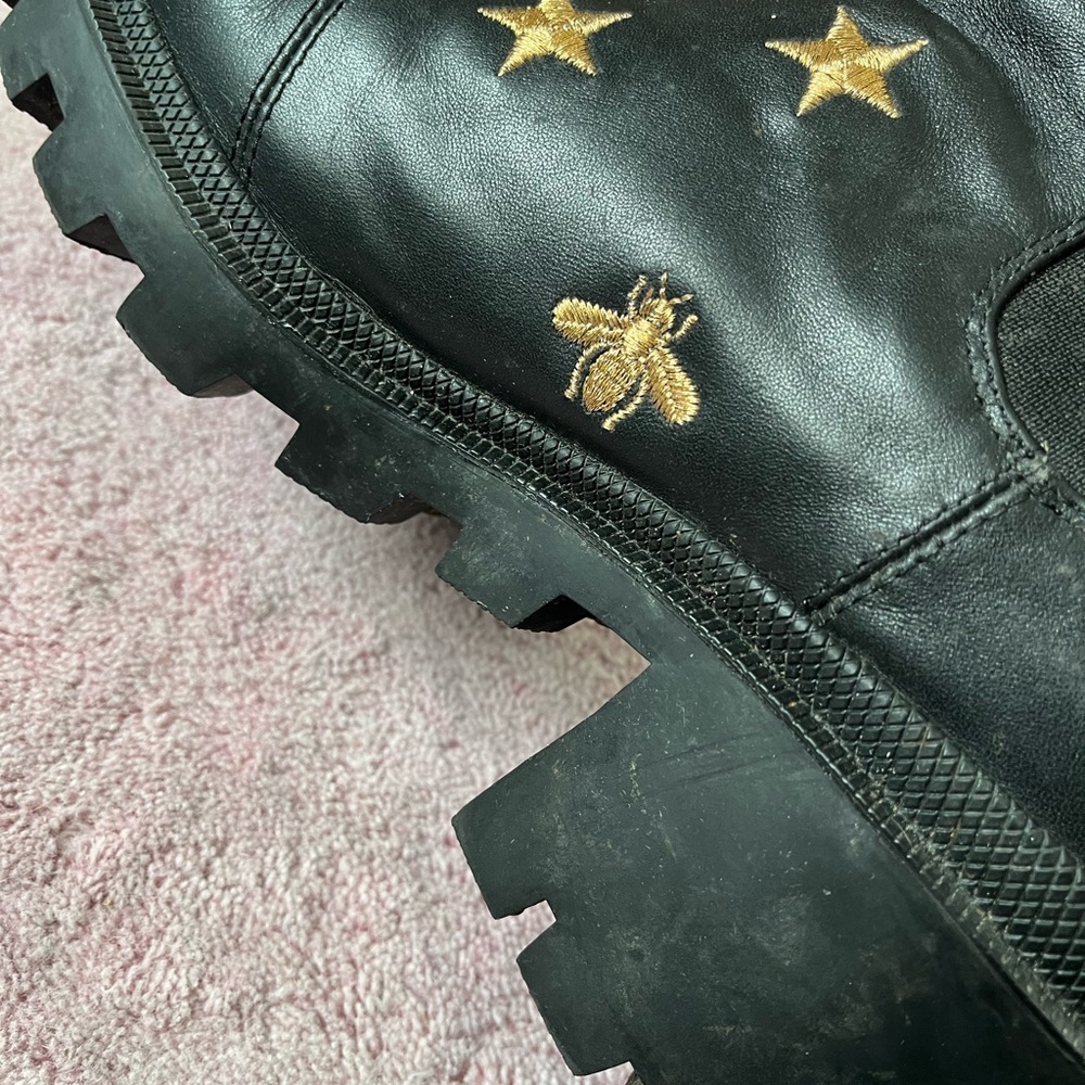 Black Ankle Boots with Star and Bee Embroidery - Picture 10 of 10
